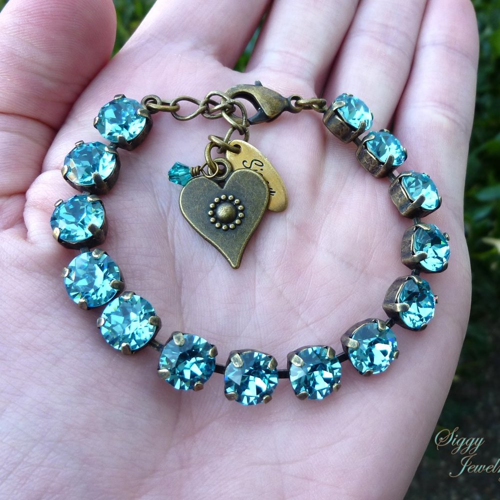 Swarovski 8mm Light Turquoise Tennis Bracelet - Picture 9 of 10